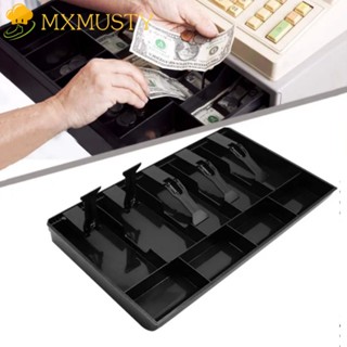 Mxmusty ถาดพลาสติก ทรงสี่เหลี่ยมผืนผ้า 5 ช่อง 5 ช่อง สีดํา สําหรับเก็บเงิน ลิ้นชัก เก็บเงินสด