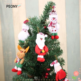 Peonypavilion จี้ตุ๊กตาหมีซานต้าคลอส สโนว์แมน กวาง ผ้าไม่ทอ สําหรับแขวนตกแต่งต้นคริสต์มาส 4 ชิ้น