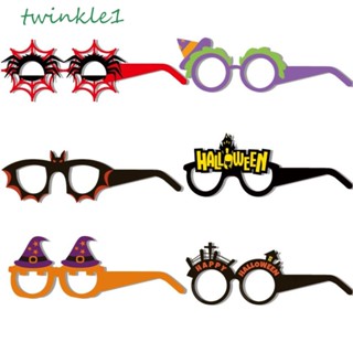 Twinkle1 แว่นตากระดาษ รูปแม่มด ค้างคาว แมงมุม 3D 3D แฮนด์เมด พร็อพถ่ายรูปฮาโลวีน สําหรับเด็ก ปาร์ตี้ 6 ชิ้น ต่อชุด