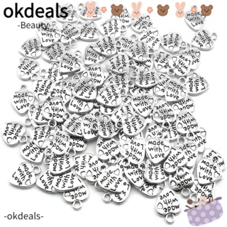 Okdeals จี้รูปหัวใจ โลหะผสมเงิน ทอง จี้หัวใจ สร้อยข้อมือ ต่างหู จี้รูปหัวใจ แฮนด์เมด งานฝีมือ คนรัก