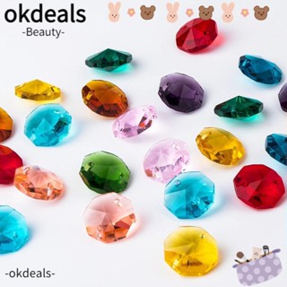 Okdeals ลูกบอลแก้วคริสตัล ทรงหยดน้ํา หลากสี สําหรับแขวนโคมไฟ DIY อุปกรณ์เครื่องประดับ