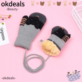 Okdeals ถุงมือ ผ้ากํามะหยี่ ลายการ์ตูน ให้ความอบอุ่น สําหรับเด็กทารก