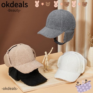 Okdeals หมวกเบสบอล ผ้าฟลีซ แบบหนา กันลม ให้ความอบอุ่น ป้องกันหู หรูหรา สําหรับผู้ชาย และผู้หญิง