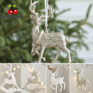 Nicesi ต้นคริสต์มาส ลายกวาง Happy Year Deer Merry Christmas สําหรับตกแต่ง 2 ชิ้น