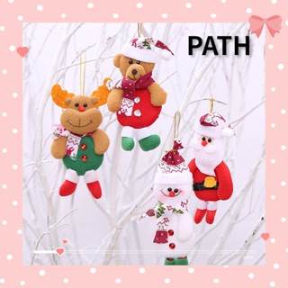 Path จี้ตุ๊กตากวางเอลก์ ซานต้า หมี ผ้าไม่ทอ สําหรับแขวนตกแต่งต้นคริสต์มาส 4 ชิ้น