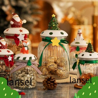 Lansel โหลแก้วเก็บขนม รูปซานตาคลอส ต้นคริสต์มาส สีแดง พร้อมฝาปิด สีเขียว