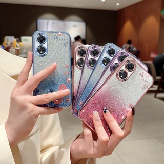 เคสโทรศัพท์มือถือแบบนิ่ม TPU แต่งกลิตเตอร์ พลอยเทียม ไล่โทนสี หรูหรา สําหรับ Oppo A58 5G Case A32 A53 2020 A36 A76 A74 A78 A93 4G A7X A72 A73 A83 A91 A94 A96 A97
