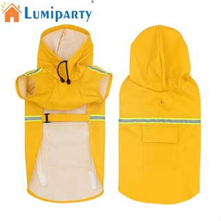 Lumiparty เสื้อแจ็กเก็ตกันฝน มีฮู้ด กันลม พร้อมสายคล้องสะท้อนแสง สําหรับสัตว์เลี้ยง สุนัข ตั้งแคมป์ เดินป่า