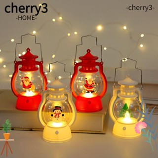 Cherry3 โคมไฟพลาสติก Led รูปซานต้าคลอส สโนว์แมน แบบพกพา สําหรับตกแต่งคริสต์มาส