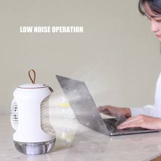 Hom-E Mini Air Conditioner Humidifier Aromather 3 Gears 5 ใบมีดชาร์จ USB Night Light พัดลมระบายความร้อนน้ำ