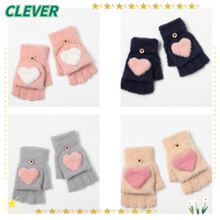 Clever ถุงมือถักนิตติ้ง สัมผัสหน้าจอได้ ให้ความอบอุ่น ลายหัวใจ