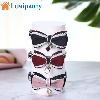 Lumiparty ผ้าพันคอ ประดับโบว์ ลายการ์ตูนน่ารัก พร้อมกระดิ่ง สามารถปรับได้ สําหรับตกแต่งสัตว์เลี้ยง สุนัข แมว