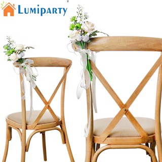 Lumiparty ดอกไม้ประดิษฐ์ ดอกไม้ปลอม ผ้าไหม สไตล์ตะวันตก สําหรับตกแต่งเก้าอี้ งานแต่งงาน กลางแจ้ง