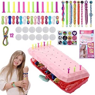 67Pcs Friendship Bracelet Making Kit for Girls DIY Craft Kits Toys with Braided Frame Color Nails Stickers Jewelry Making Kit