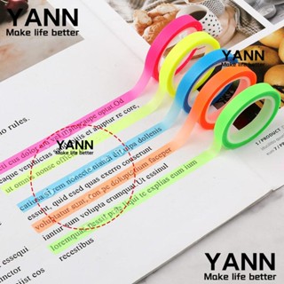 Yann1 สติกเกอร์ฉลาก PET ไฮไลท์ แบบใส เรืองแสง DIY 5 ม้วน