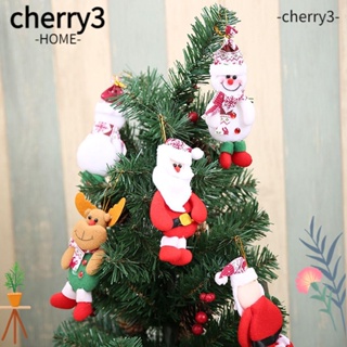 Cherry3 จี้ตุ๊กตาซานต้าครอส สโนว์แมน กวาง หมี ผ้าไม่ทอ 4 ชิ้น สําหรับแขวนตกแต่งต้นคริสต์มาส หน้าหนาว