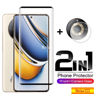 2 In 1 ฟิล์มกระจกนิรภัย กันรอยหน้าจอ เลนส์กล้อง ด้านหลัง สําหรับ Realme 11 Pro 11pro+