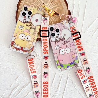เคสโทรศัพท์มือถือ ลายการ์ตูนสพันจ์บ็อบ แพทริกสตาร์น่ารัก พร้อมสายคล้องยาว สําหรับ OPPO Reno4 Pro 4G Reno6 4G Reno6 Z Reno3 Reno3 Pro 4G Reno4 4G Reno7 4G OPPO A91 F15 F21 Pro 4G