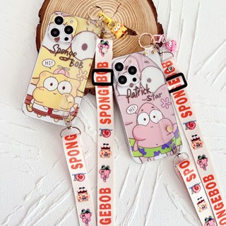 เคสโทรศัพท์มือถือ ลายการ์ตูน SpongeBob Patrick Star น่ารัก พร้อมสายรัดมือ และสายคล้อง สําหรับ Xiaomi Civi Civi 1S Civi 2 Xiaomi 12 12X 12S 12 Pro 12S Pro 12 Lite 12S Ultra 13 13 Pro Mix 4