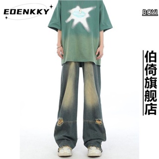 EOENKKY กางเกงขายาว กางเกงยีสน์ผู้หญิง ทรงหลวม ๆ ตรง Retro Hip Hop Pants 2023 NEW Style A27L0CD 34Z230823