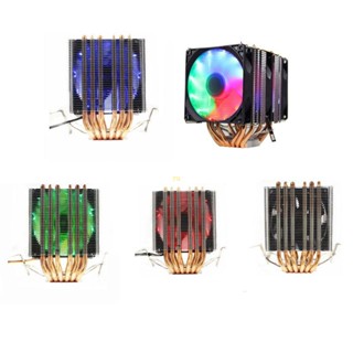 6 Heat-Pipe Dual-tower CPU Cooler  Light 3Pin 1/2/3 Cooling Fan for  for