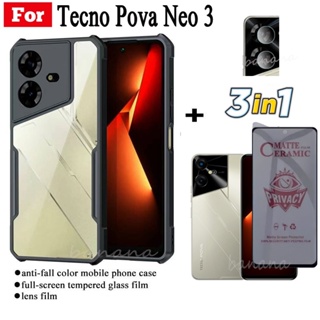 3in1 Tecno Pova Neo 3 เคสโทรศัพท์มือถือ เซรามิคนิ่ม ผิวด้าน กันกระแทก สําหรับ Tecno Spark 10 Pro 10C Spark Go 2023 8C Pova Neo 2 5 4 3 Camon 20 Pro 4G