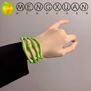 Mengxuan สร้อยข้อมือ รูปโครงกระดูก สไตล์พังก์ วินเทจ ปรับได้ เครื่องประดับ