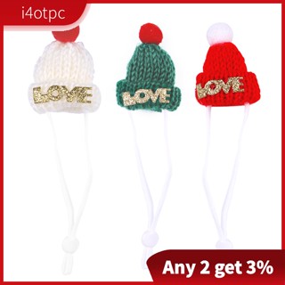 I4otpc หมวกคริสต์มาส ลายตัวอักษร Love Pompon สําหรับหนูแฮมสเตอร์ หนูตะเภา ชินชิล่า เม่น จิ้งจก 1 ชิ้น 3 ชิ้น