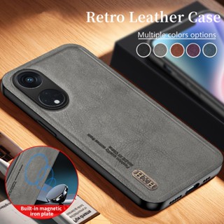 เคสโทรศัพท์มือถือหนังนิ่ม ขอบซิลิโคน สไตล์เรโทร สําหรับ OPPO Reno 8T 5G 4G 2023 Reno8T