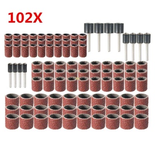 102pcs 120 Grit Sanding Drum Kit With 1/2 3/8 1/4 Inch Sanding Mandrels Fit Tool