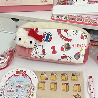 Alisondz กระเป๋าเครื่องเขียน กระเป๋าดินสอ มีซิป ลายการ์ตูน Cinnamoroll หลายชั้น จุของได้เยอะ สไตล์ญี่ปุ่น สําหรับเด็ก