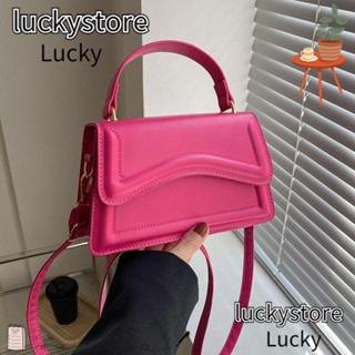 Lucky กระเป๋าสะพายไหล่ กระเป๋าถือ หนัง PU สีพื้น สําหรับสตรี