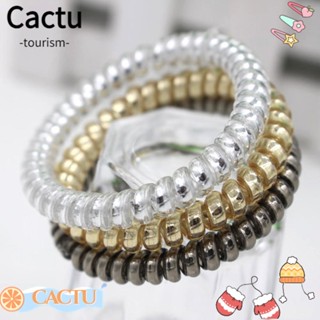 Cactu ที่คาดผมหางม้า แบบยืดหยุ่น สีทอง สีเงิน แฟชั่น 10 ชิ้น