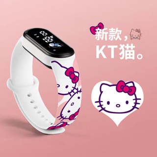 นาฬิกาข้อมือ สายซิลิโคน พิมพ์ลาย Hello Kitty แบบสร้างสรรค์ แฟชั่นสร้างสรรค์ สไตล์เกาหลี สําหรับนักเรียนมัธยมต้น และเด็กนักเรียน