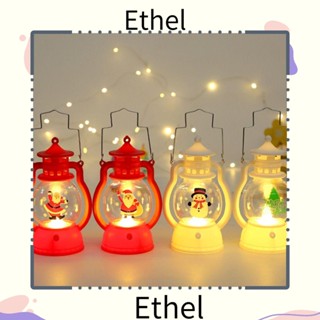 Ethel1 โคมไฟคริสต์มาส พลาสติก รูปซานต้าคลอส สโนว์แมน แบบพกพา สําหรับตกแต่งคริสต์มาส