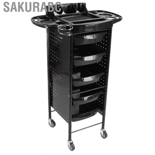 Sakurabc Salon Trolley Cart Black 6 Layers Multipurpose 360° Rotation Beauty Rolling Space Saving for Extra Storage