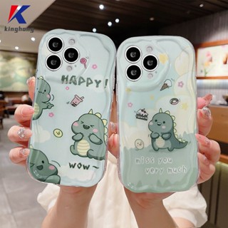 เคสโทรศัพท์มือถือ ขอบโค้ง ลายไดโนเสาร์น้อย 3D แวววาว สําหรับ OPPO A17 A17K A16 A95 A57 A16S A77 A57S A57E A55 A7 A15 A54 A5S A3S A76 A96 A5 A9 A31