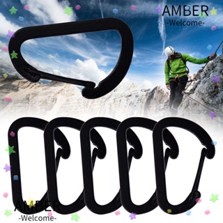 Amber คาราบิเนอร์ปุ่มปีนเขา โลหะผสมอลูมิเนียม สีดํา คุณภาพสูง 10 ชิ้น