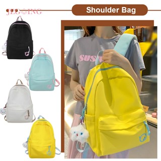 {ขายดี 99} กระเป๋าเป้สะพายหลังลําลอง ความจุขนาดใหญ่ สีพื้น แฟชั่นเรียบง่าย สําหรับนักเรียน [Jegos.Th]