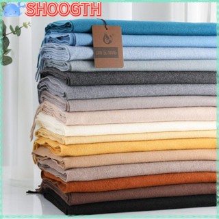 Shoogth ผ้าพันคอ ผ้าแคชเมียร์ แบบหนา ให้ความอบอุ่น สีพื้น