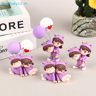 Onebaby ชุดนอนคู่รัก ลายการ์ตูนน่ารัก สีม่วง เครื่องประดับตกแต่งภายในรถยนต์ 1 คู่