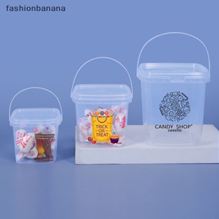 [fashionbanana] ใหม่ ถังพลาสติก พร้อมฝาปิด และที่จับ 280 มล. 500 มล. 1 ลิตร 2 ลิตร