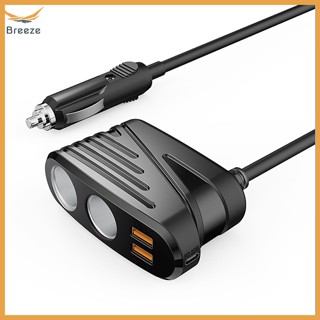 Breeze ที่ชาร์จในรถยนต์ USB คู่ QC3.0 Type-C PD18W ชาร์จเร็ว 2 ซ็อกเก็ต ที่จุดบุหรี่ สําหรับ 12 24V