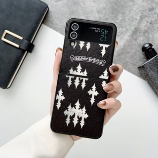 เคสโทรศัพท์มือถือหนัง ซิลิโคนนิ่ม สีดํา สําหรับ samsung Galaxy Z Flip 5 4 3 Flip 5