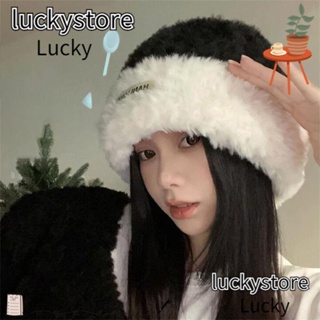 Lucky หมวกบีนนี่ลําลอง ผ้ากํามะหยี่ขนนิ่ม แบบหนา ให้ความอบอุ่น แฟชั่นฤดูหนาว สําหรับขับขี่