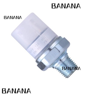 Banana1 สวิตช์แรงดันอากาศ NPT ตัวผู้ 1/4 นิ้ว สีเงิน 100000 สวิตช์แรงดันอากาศ 90-120 PSI 24V 12V นํากลับมาใช้ใหม่ได้