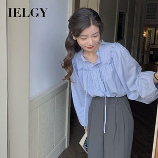 Ielgy เสื้อเชิ้ตแขนยาว ทรงหลวม สไตล์ฝรั่งเศส เรโทร ฤดูร้อน สําหรับผู้หญิง