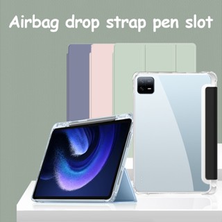 เคสหนัง PU นิ่ม แบบใส พร้อมช่องใส่ดินสอ สําหรับ Xiaomi Pad 6 Pad 6 Pro 2023 11inch Pad 5 5 Pro Redmi Pad 10.61 Auto Wake/Sleep