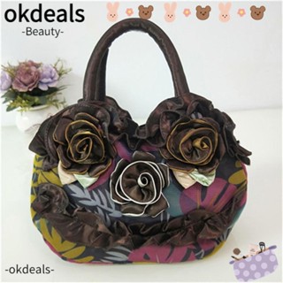 Okdeals กระเป๋าทรงบักเก็ต ปักลายดอกไม้ เหมาะกับของขวัญ สําหรับผู้สูงอายุ และสตรี