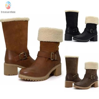 【TRSBX】Knee High Snow Boots for Women Flat Heeled Fleece Lined in Sizes 38 42